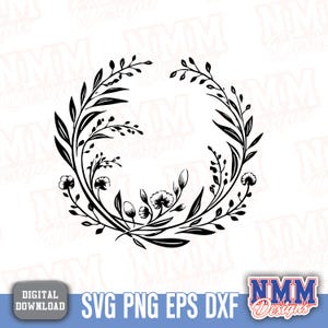 Floral Wreath SVG PNG Bundle – Hand-Drawn Flower Clipart for Cricut, Silhouette & DIY Crafts, Spring Decor Illustration