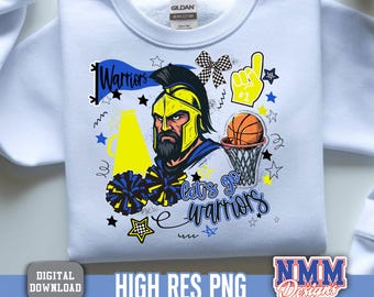 Mascotte BCBG Cheer Warriors png Basket | téléchargement numérique | Bleu Or blanc