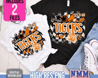 Cheer Tigers preppy mascot png | digital download | Orange black white