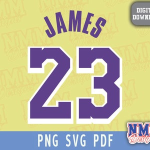 James Jersey Number 23 SVG: School Sports Iron On (Digital Download)