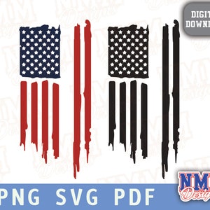 Bandiera americana in stile grunge SVG - File di taglio personalizzato per Cricut e Silhouette per il 4 luglio.