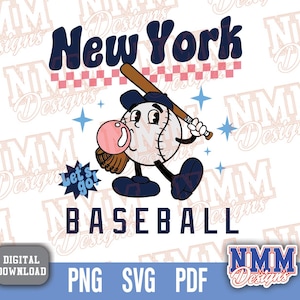 Design retrô SVG de beisebol de Nova York | Vinil Cricut recortado e aplicado com ferro de passar PNG/PDF para amantes de beisebol em estilo clássico