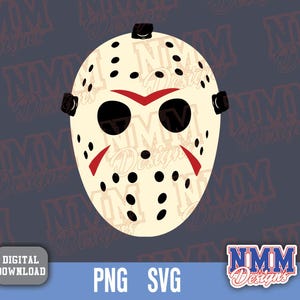SVG Horror Hockey Maske Clipart | Layered Dateidownload für T-Shirt & Cricut Cut Datei | PNG Sublimationsdesign