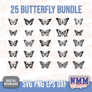 Schmetterling SVG Bundle für DIY-Projekte | 25 Einzigartige Designs | Sofort Download für Silhouette Cricut