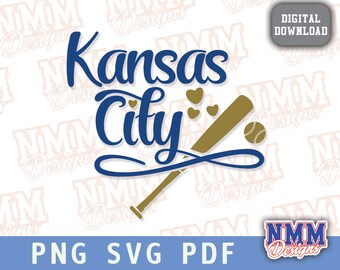 SVG de béisbol de KC: Diseño de Kansas City, archivos de corte de vinilo (descarga digital)