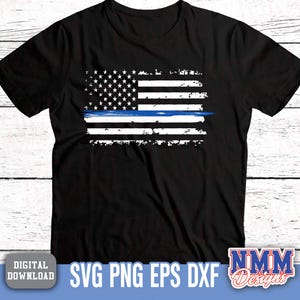 Blue Line US Flag: Police Support PNG SVG (Digital Download) image 7