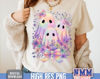 Fantasma iridescente PNG: design di Halloween Coquette (download digitale)