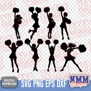 Pakiet sylwetek cheerleaderek SVG: Strój cheerleaderki DIY (pobieranie cyfrowe)