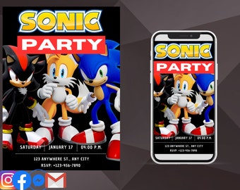 Sonic birthday invitation (editable)