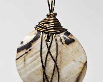 Stunning Copper Wire Wrapped Picasso Jasper Pendant