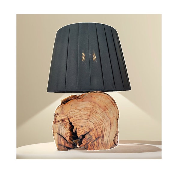 Lampe de table en bois d'olivier, ameublement minimal, moderne, décoratif, artisanal, rural, chic, bois naturel, chambre à coucher, cadeau, salon