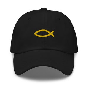 Embroidered Ichthys Dad Hat: Christian Fish Cap