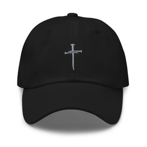 Nail Cross Embroidered Dad Hat: Christian Religious Gift