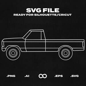 Ford F100 1978 Vintage Pickup Truck SVG/EPS Vector Outline - Printable, Cricut & Silhouette File