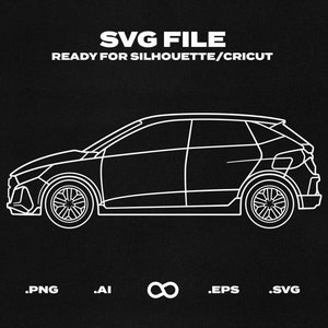 Hyundai i20 N 2021-2024 Car SVG/EPS Vector Outline - Printable, Cricut & Silhouette File