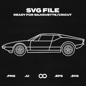 De Tomaso Pantera 1971 Car SVG/EPS Outline - Printable, Cricut & Silhouette File