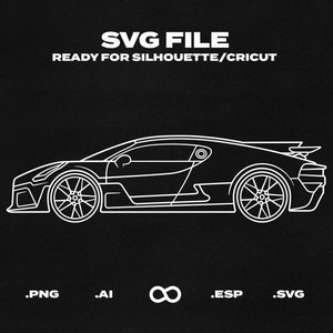 Bugatti Divo Car SVG/EPS Outline - Printable, Cricut & Silhouette File