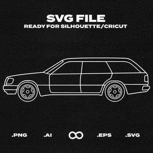 Mercedes Benz E Class Wagon W124 1992 Car SVG/EPS Outline - Printable, Cricut & Silhouette File