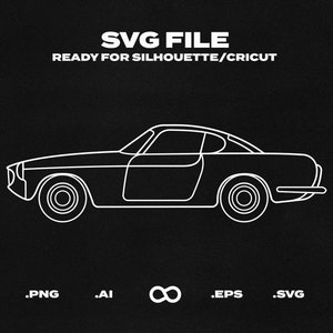 Volvo P1800 1961 Car SVG/EPS Outline - Printable, Cricut & Silhouette File