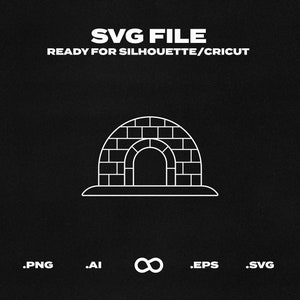 Può includere: Un disegno a linea di un igloo, una tradizionale casa di neve Inuit, con un tetto arrotondato e una porta. L'igloo è delineato in bianco su uno sfondo nero.