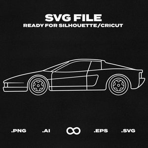 Ferrari Testarossa 1984 Car SVG/EPS Outline - Printable, Cricut & Silhouette File