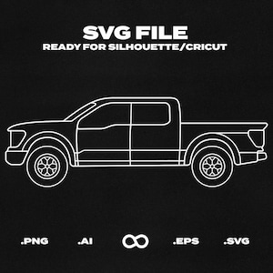 Ford F-150 Raptor Pickup Truck SVG/EPS Outline - Printable, Cricut & Silhouette File