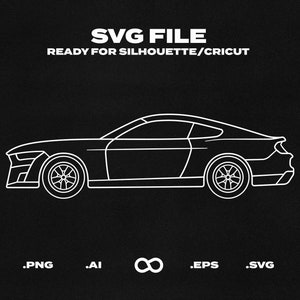 Ford Shelby Mustang GT500 2019 Car SVG/EPS Vector Outline - Printable, Cricut & Silhouette File