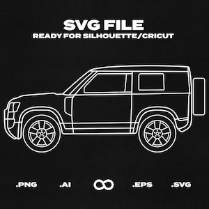 Land Rover Defender 90 Car SVG/EPS Outline - Printable, Cricut & Silhouette File