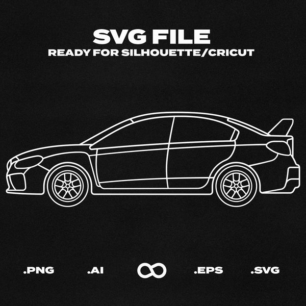 Subaru Impreza WRX STi 2015 Car SVG/EPS Outline - Printable, Cricut & Silhouette File