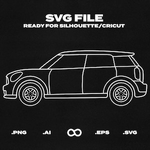 Mini Cooper S Countryman R60 2011 Car SVG/EPS Outline - Printable, Cricut & Silhouette File