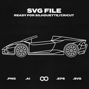 Lamborghini Huracan Spyder Performante Car SVG/EPS Outline - Archivo imprimible, Cricut y Silhouette
