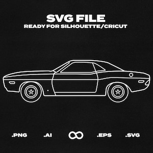 Dodge Challenger 1970 auto SVG/EPS overzicht - afdrukbaar, Cricut & silhouet bestand