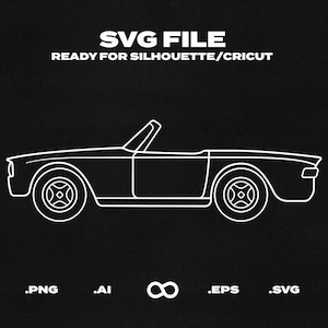 Triumph TR6 1975 Car SVG/EPS Outline - Printable, Cricut & Silhouette File
