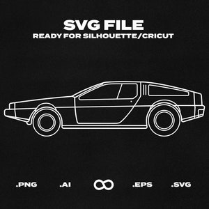 DMC DeLorean 1981 voiture SVG/EPS contour - imprimable, fichier Cricut & Silhouette