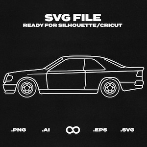 Mercedes Benz 300 AMG Hammer 1987 Car SVG/EPS Outline - Printable, Cricut & Silhouette File