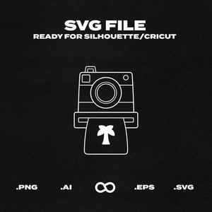 Summer Instant Photographic Camera, Vintage Photo Printer SVG/EPS Simple Vector Line Art Outline - Printable, Cricut & Silhouette File