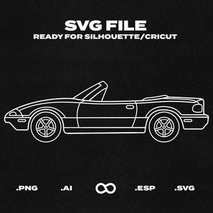 Mazda MX-5 Miata Car SVG/EPS Outline - Printable, Cricut & Silhouette File