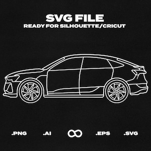 e-tron Sportback Car SVG/EPS Outline - Printable, Cricut & Silhouette File