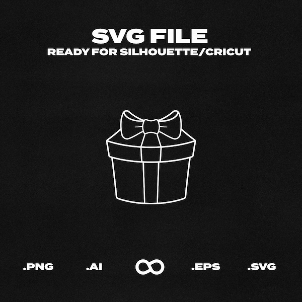 3D Christmas Present, Holiday Gift Box SVG/EPS Vector Outline - Printable, Cricut & Silhouette File