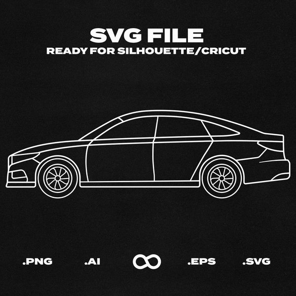 Honda Accord Car SVG/EPS Vector Outline - Printable, Cricut & Silhouette File