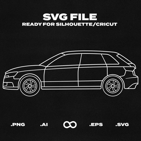 A3 Sportback 2017 Car SVG/EPS Outline - Printable, Cricut & Silhouette File