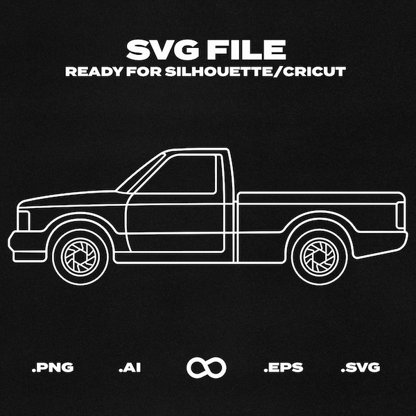 GMC Syclone 1991 Pickup Truck SVG/EPS Outline - Printable, Cricut & Silhouette File