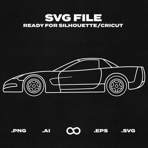Chevrolet Corvette Z06 C5 2002 Car SVG/EPS Outline - Printable, Cricut & Silhouette File