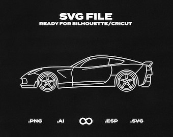 Corvette C7 Z06 Car SVG/EPS Outline - Printable, Cricut & Silhouette File