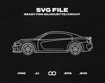 Charger SRT Hellcat 2020 Car SVG/EPS Outline - Printable, Cricut & Silhouette File