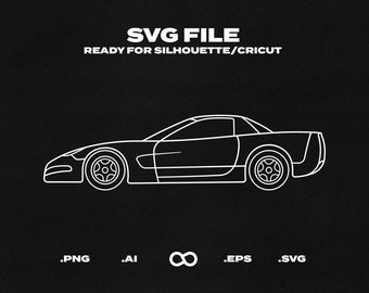 Chevrolet Corvette Z06 C5 2002 Esquema del coche SVG/EPS - Archivo imprimible, Cricut y Silhouette