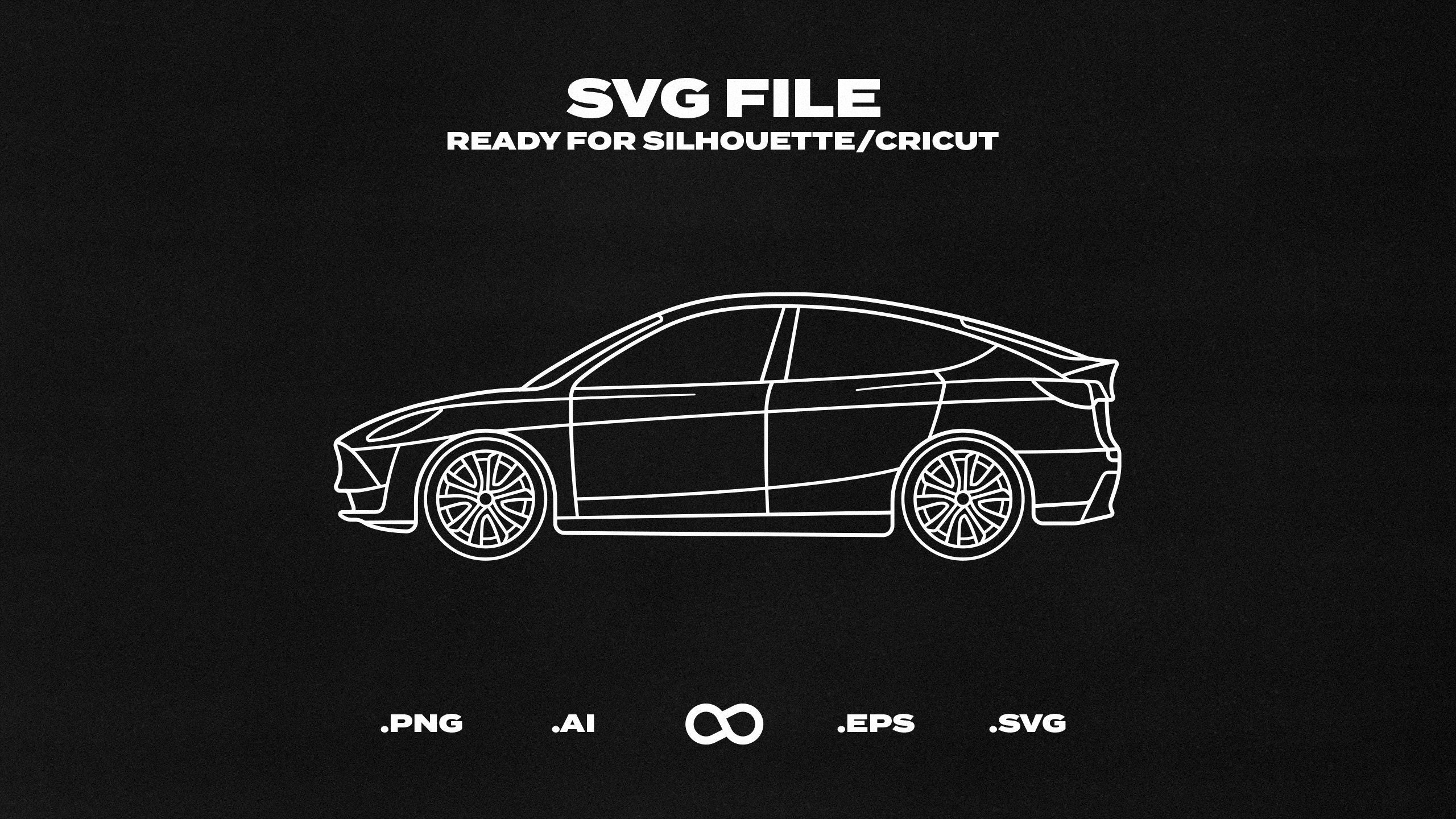 Tesla Model Y Car SVG/EPS Outline - Printable, Cricut & Silhouette File