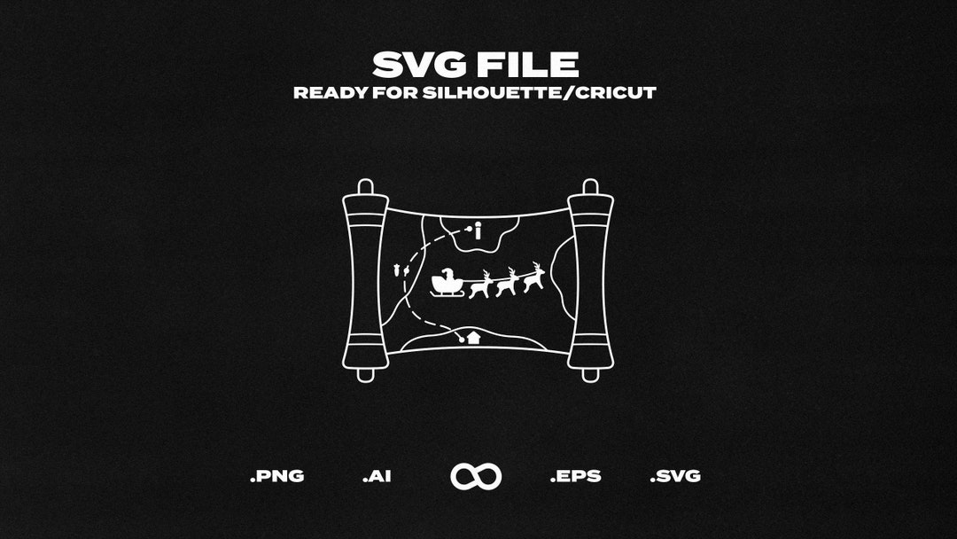 Christmas Santa Map, Reindeer Flight Plan Chart, Holiday Scroll SVG/EPS ...