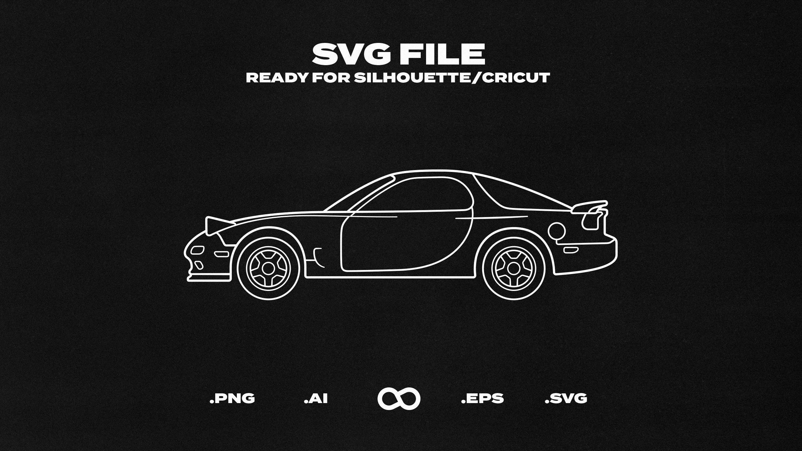 Mazda RX-7 FD3S 1993-1995 Car SVG/EPS Vector Outline - Printable