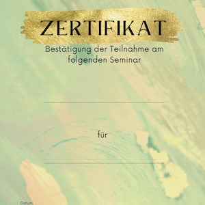 Zertifikat Urkunde Abschluss grün neutral zum Download